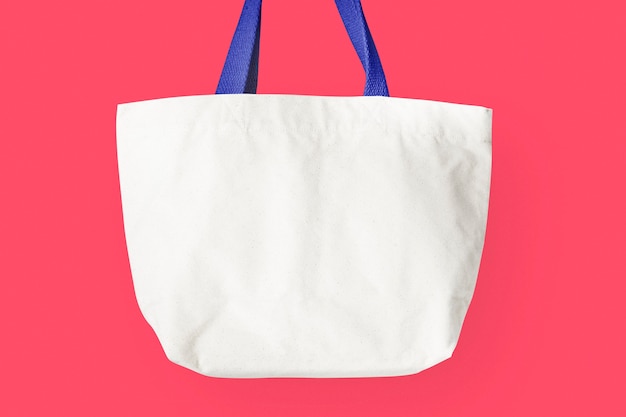 Free photo white tote bag on pink background