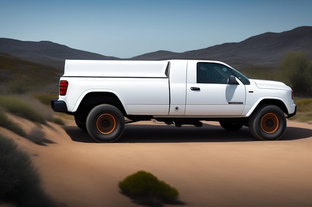 A white truck with the word ford on the side