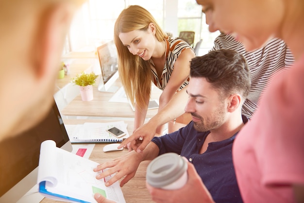 Whole team working in the office