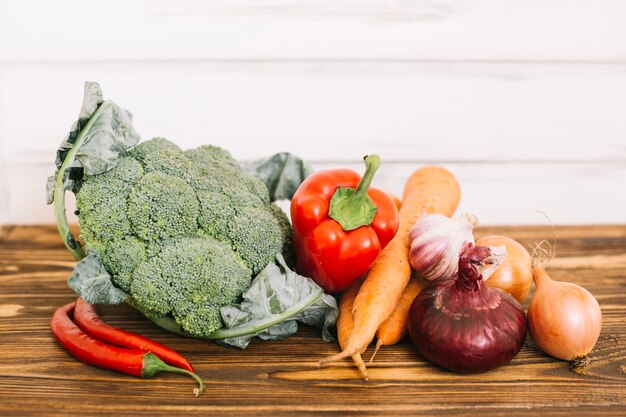 Whole vegetables on table