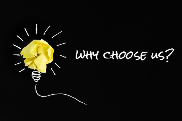 Why choose us question with paper lightbulb