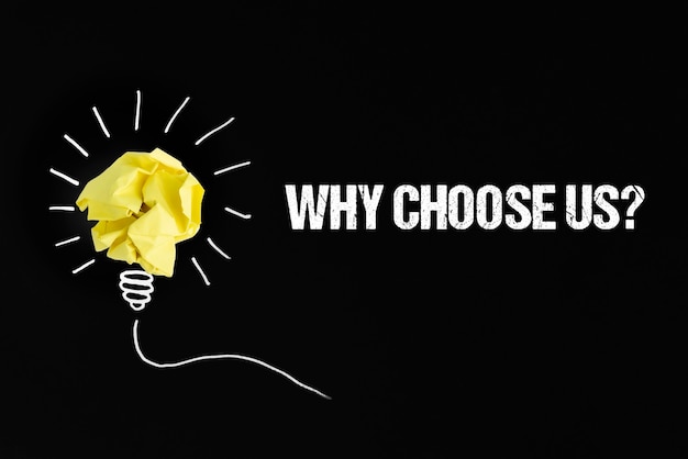 Why choose us question with paper lightbulb