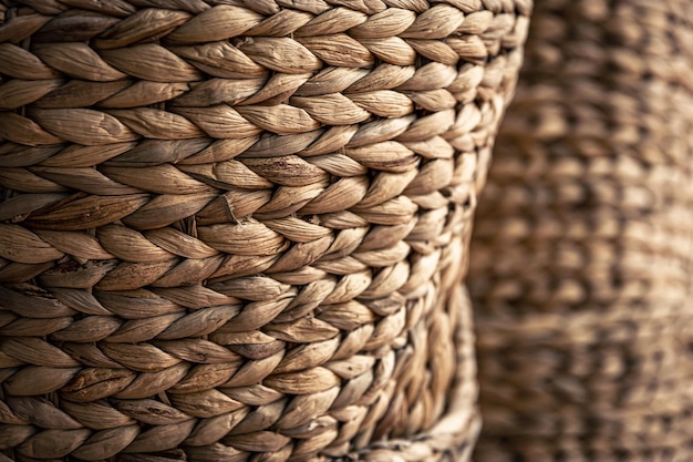 Wicker basket close up background photo texture