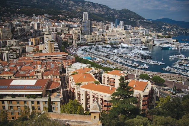 Wide angle shot of the city of Monte-Carlo in Monaco