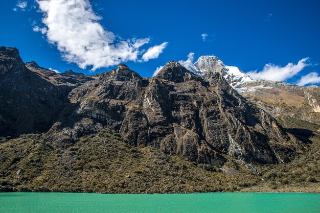 Wide shot of mountains in a national park in Peru