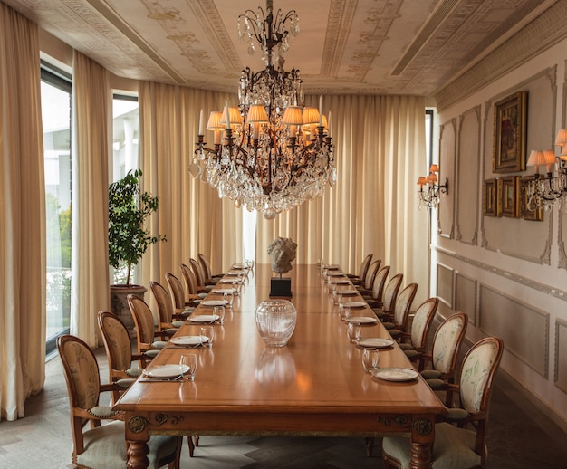 Wide view dining hall in classic design