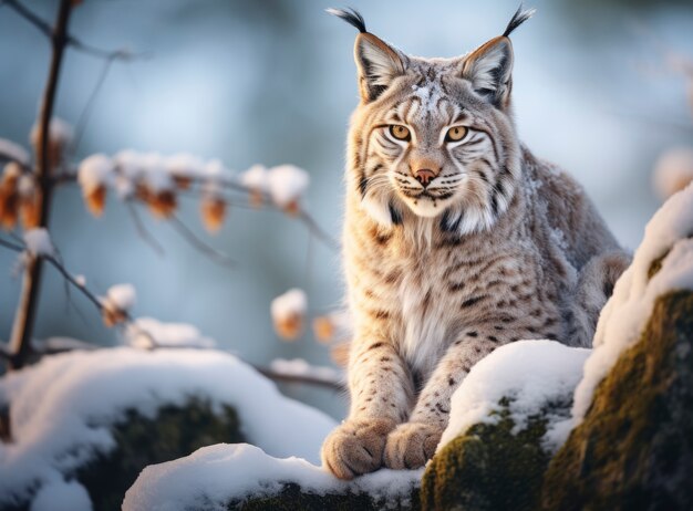 Wild bobcat in nature