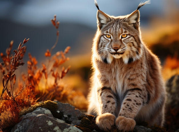 Wild bobcat in nature