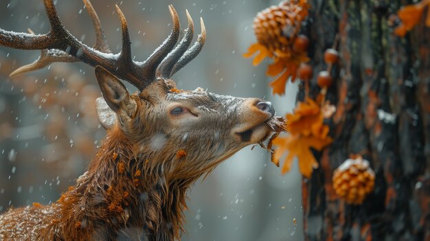 自然界の野生の鹿