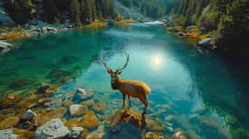 Free photo wild deer in nature