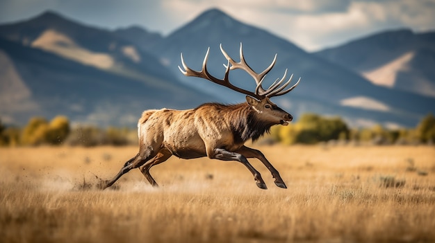 Foto gratuita alci selvaggi in natura con paesaggio selvaggio