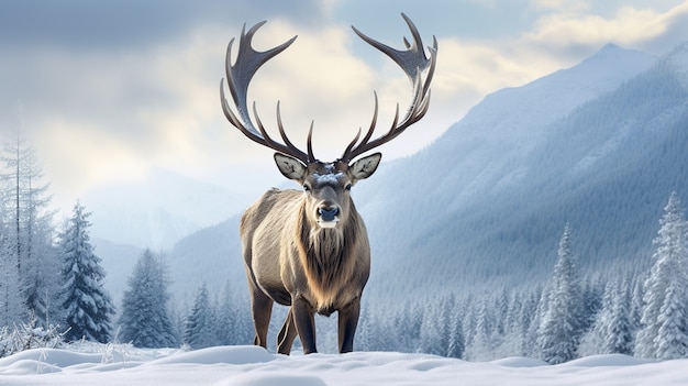 Free photo wild elk outdoors with nature landscape