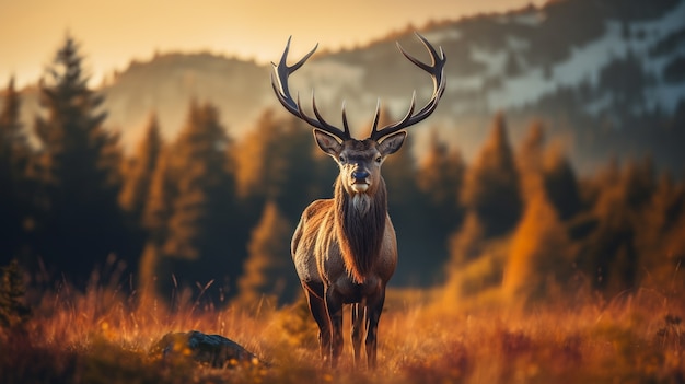 Wild elk outdoors with nature landscape