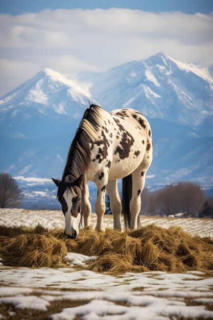 Wild horse in the pasture  