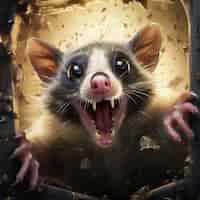 Foto gratuita personaggio dei cartoni animati di opossum selvatico