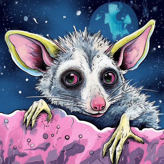 Wild opossum cartoon character