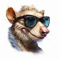 Free photo wild opossum cartoon character