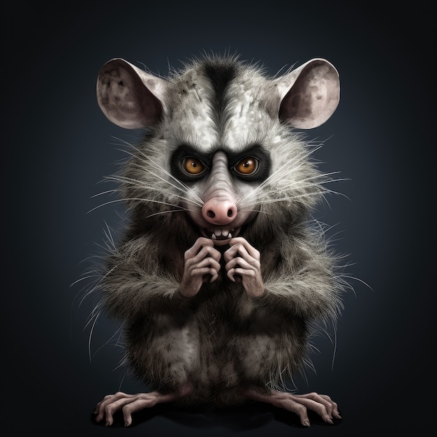 Foto gratuita un opossum selvatico in studio