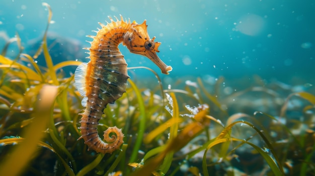 Free photo wild seahorse animal in oceanic underwater environment