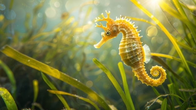 Free photo wild seahorse animal in oceanic underwater environment