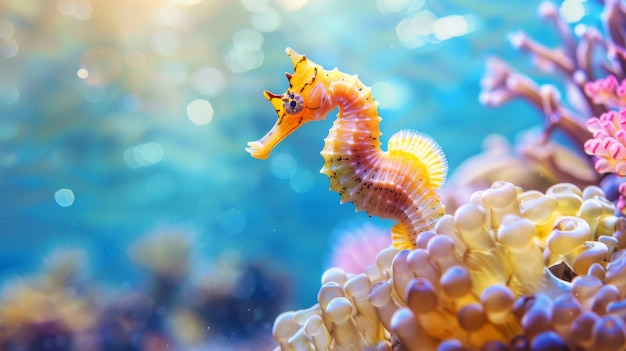 Free photo wild seahorse animal in oceanic underwater environment
