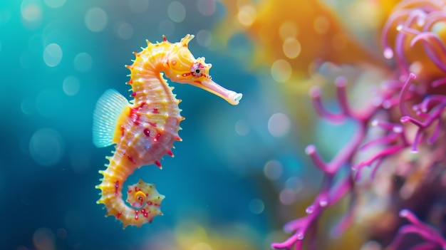 Free photo wild seahorse animal in oceanic underwater environment