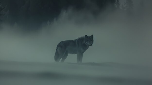 Wild wolf in nature