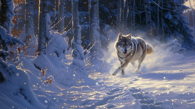 Wild wolf in nature