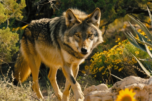 Wild wolf in nature