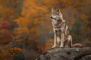 Free photo wild wolf in nature