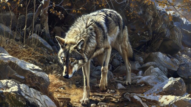 自然界の野生のオオカミ