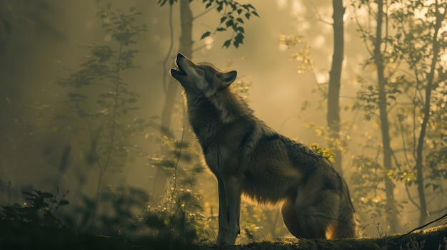 Wild wolf in nature