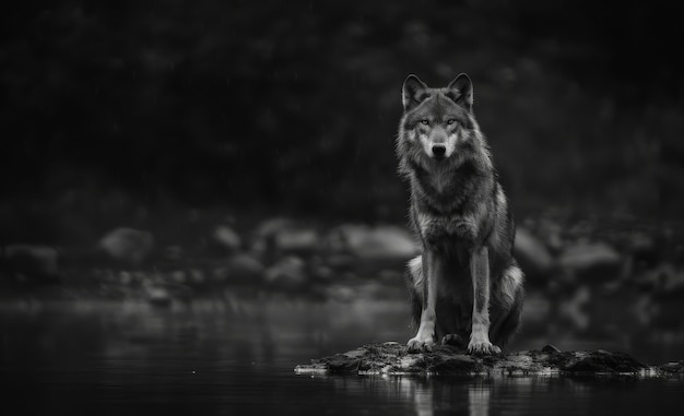 Free photo wild wolf in nature