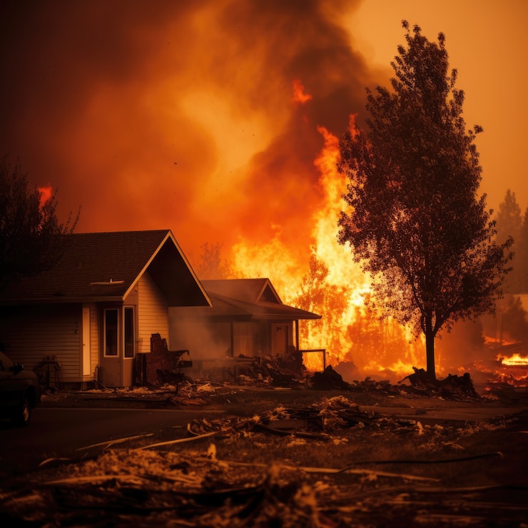 Free Photo wildfire and its consequences on  nature