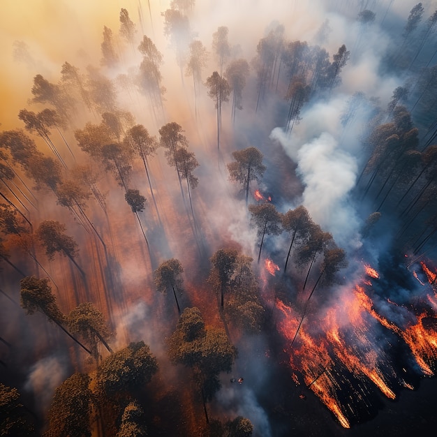 Free photo wildfire and its consequences on  nature