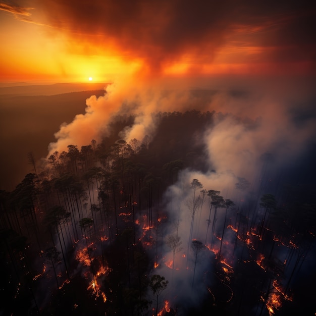 Free photo wildfire and its consequences on  nature