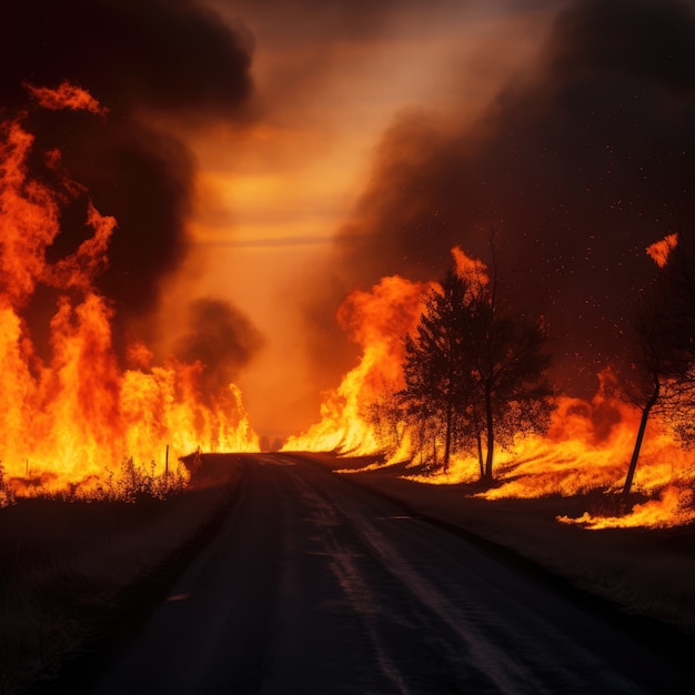 Free photo wildfire and its consequences on  nature