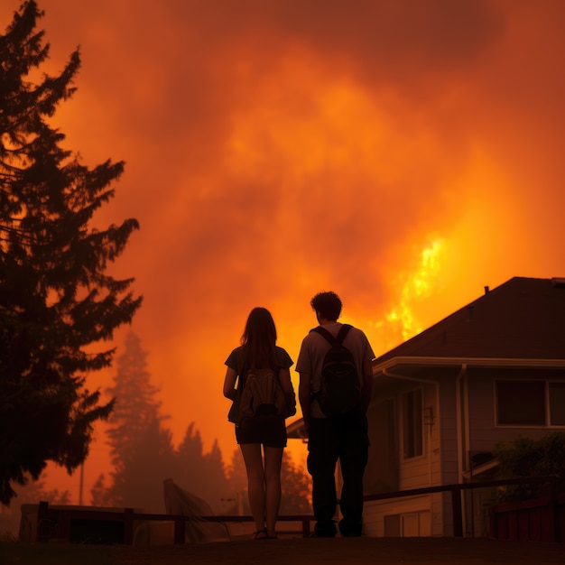 Foto gratuita incendi forestali e le loro conseguenze sulla natura