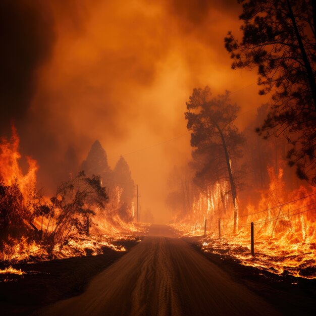 Free photo wildfire and its consequences on  nature