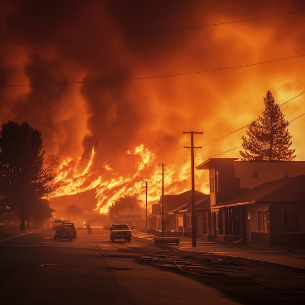 Free photo wildfire and its consequences on  nature