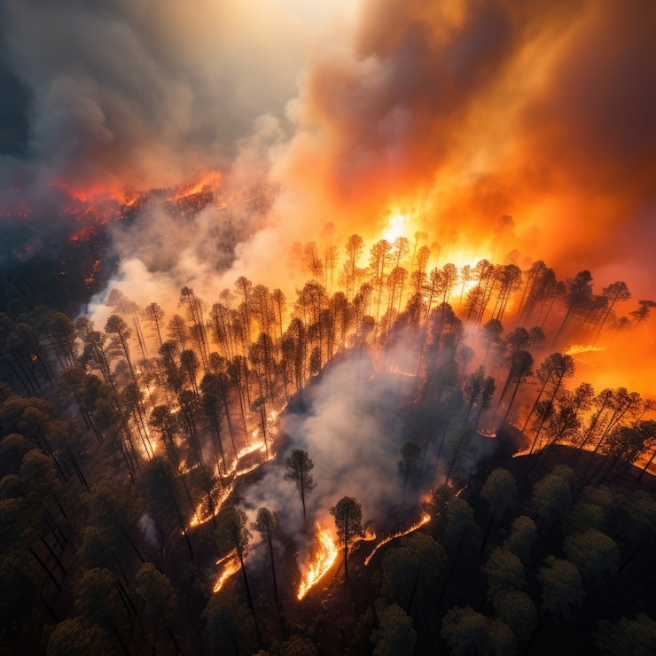 Free Photo wildfire and its consequences on  nature