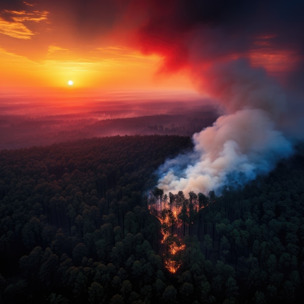 Foto gratuita incendi forestali e le loro conseguenze sulla natura