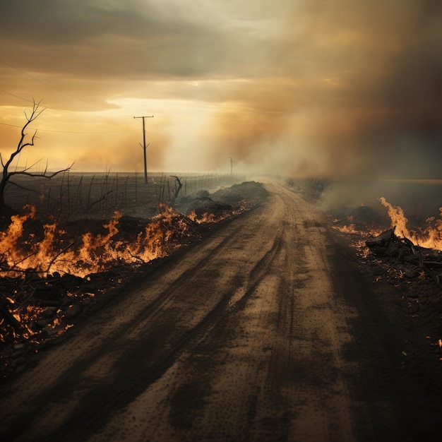 Free photo wildfire and its consequences on nature