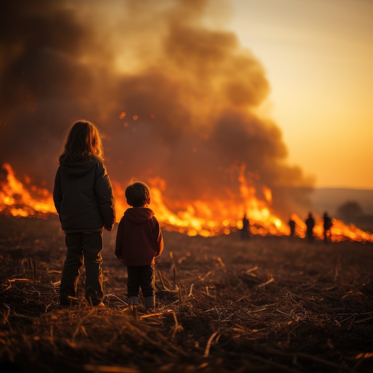 Free Photo wildfire and its consequences on nature