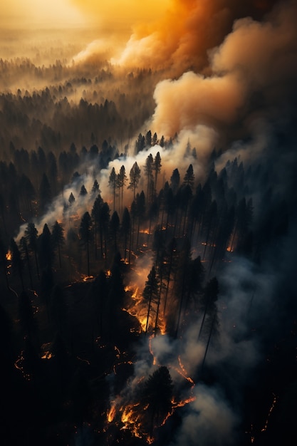 Foto gratuita incendi selvatici che devastano la natura