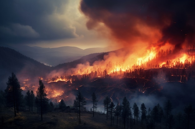 Free photo wildfire ravaging nature