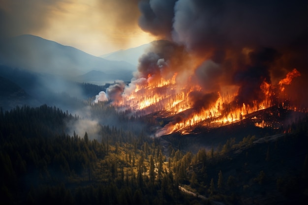 Wildfire ravaging nature