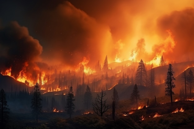 Wildfire ravaging nature