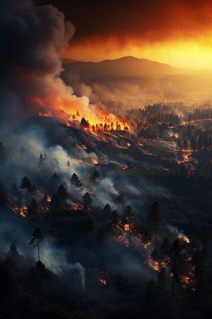 Wildfire ravaging nature