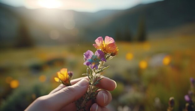 AI によって生成された、瑞々しい野生の花の草原